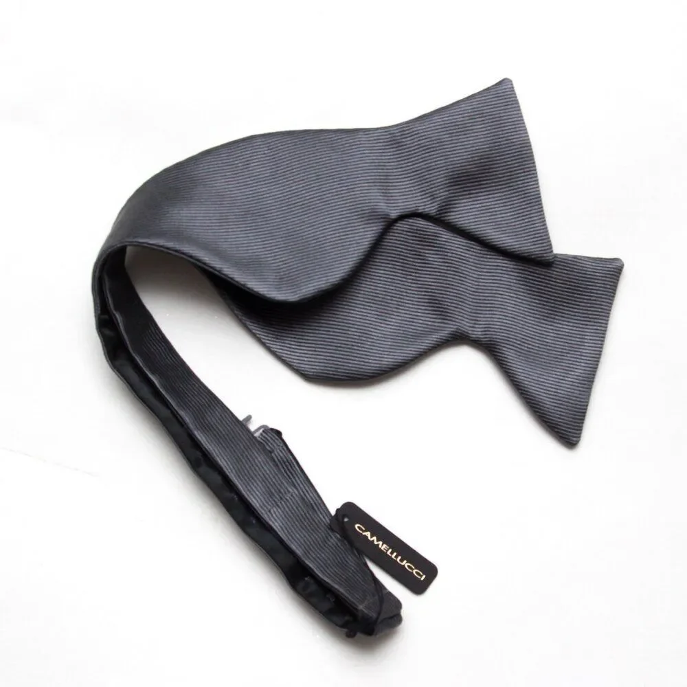 Men's Self-tied Bow Tie 100%Silk‎ Large Butterfly Grey S713